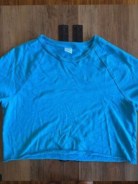 PINK Victoria's Secret Bright Blue Cropped Crewneck Top